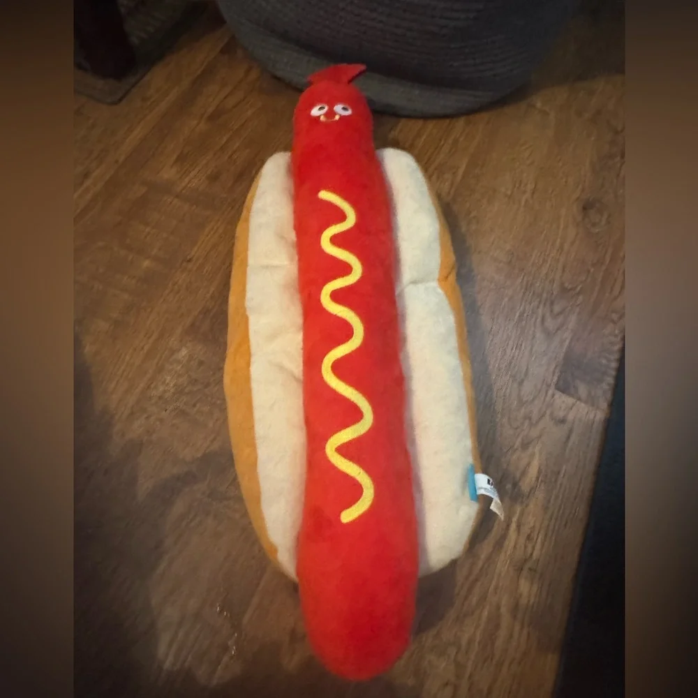 Bark Box Giant Hot Dog FRANKENFOOTER plush dog toy squeaks & crinkles HTF